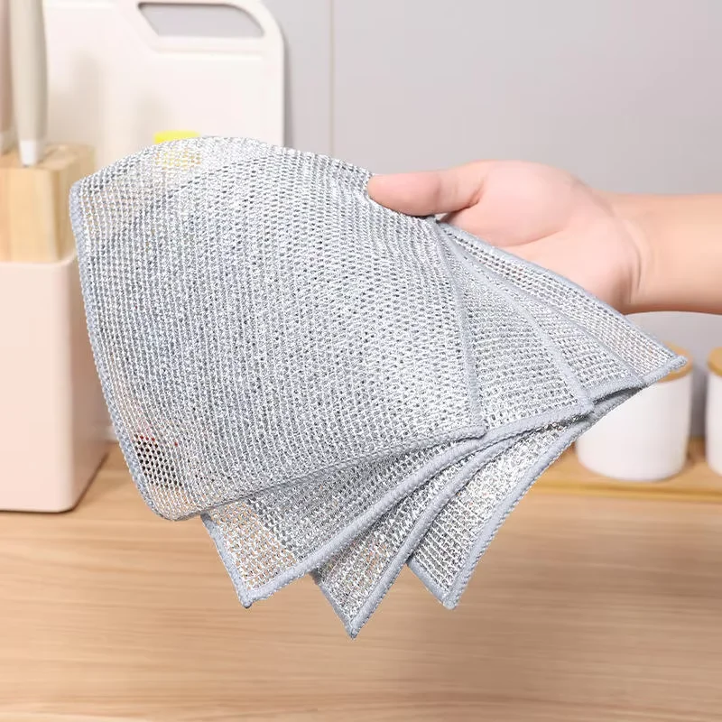 Wet Dry Scrubs Cleans Dishes Sinks Count Wire Dishwashing Rag Wire Dishcloth Multipurpose Wire Dishwashing Rags