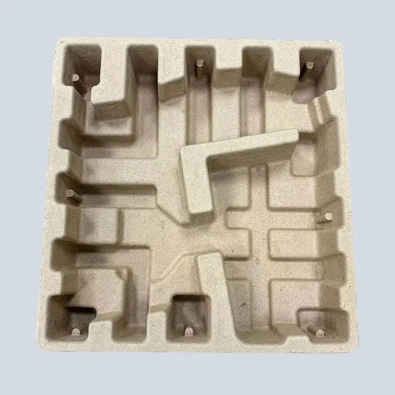 Environmentally friendly brown recyclable fiber packaging biodegradable molded dry press recycled pulp tray