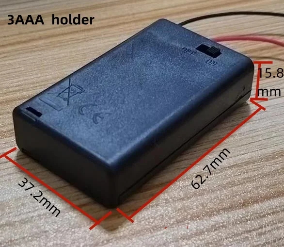 4.5V 3AAA 3 AAA Battery Holder Case 3 slots AAA size battery holder with cover switch / customized JST MOLEX connector