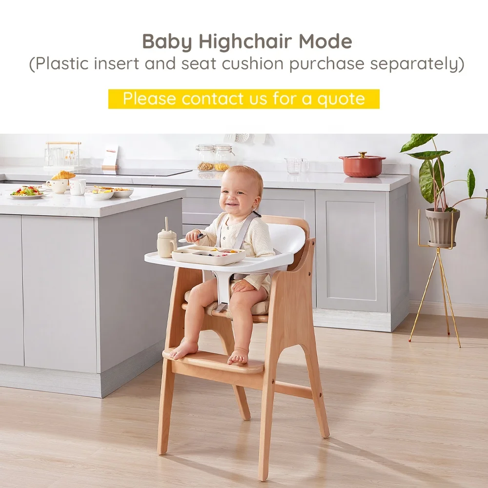 Only B2B Boori EN14988 Modern 3 In 1 Multifunctional Wooden Baby High Chair For Baby Feeding
