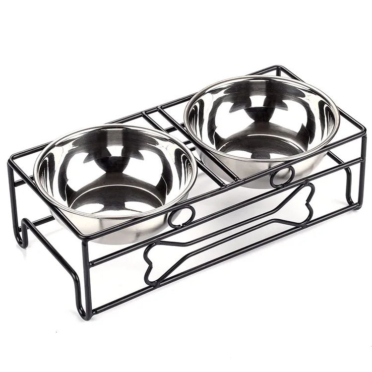 Wholesale Cheap Simple  generous style Iron support   elevated dog bowls pet food grade  bowl