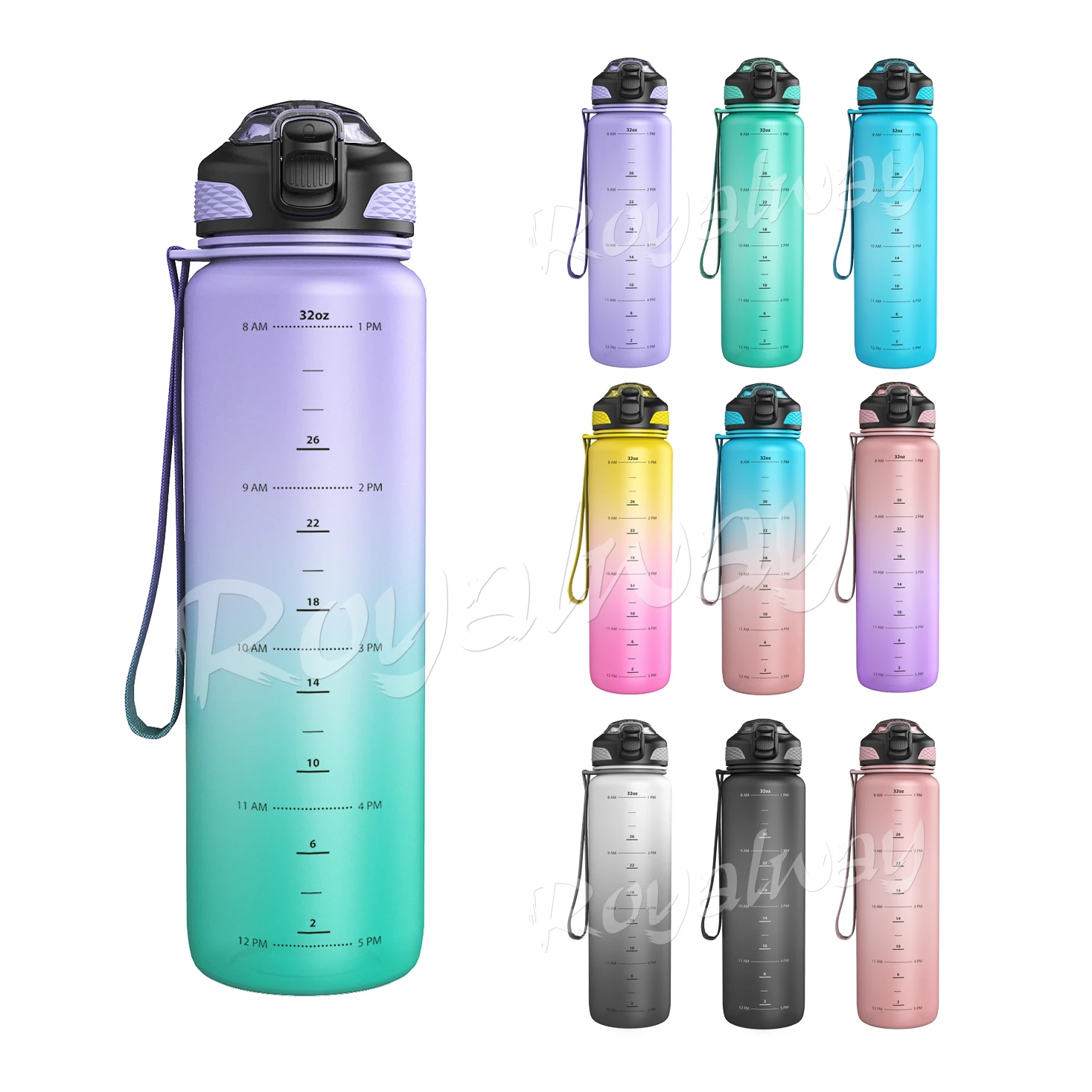 
Water Bottle with Carry Strap Leak-Proof Tritan BPA-Free Ensure You Drink Enough Water for Fitness Gym Camping Outdoor Sports 