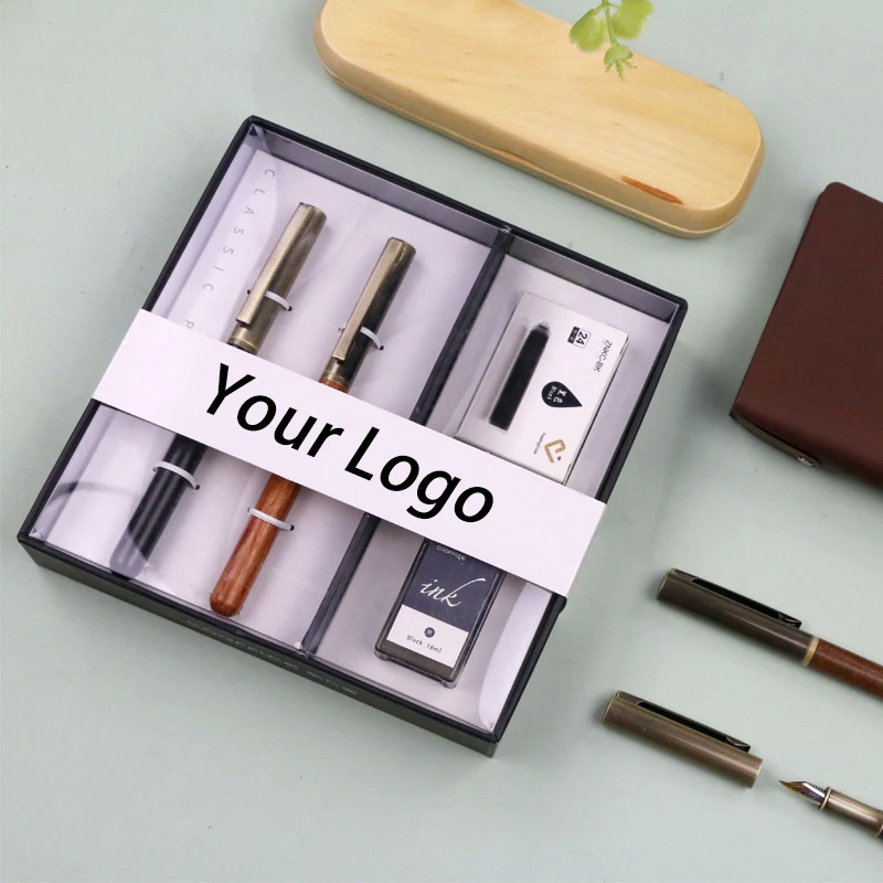 Recycled Personalize Kid Giveaway Olive Decorated Blank Classical Ink Wood Turning Wooden Ballpoint Pen Kit Set with Box Case