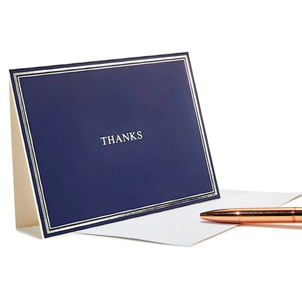 50pcs Silver Foil Blank Note Cards Wholesale Bulk Custom Thank You Cards for Business and Graduation