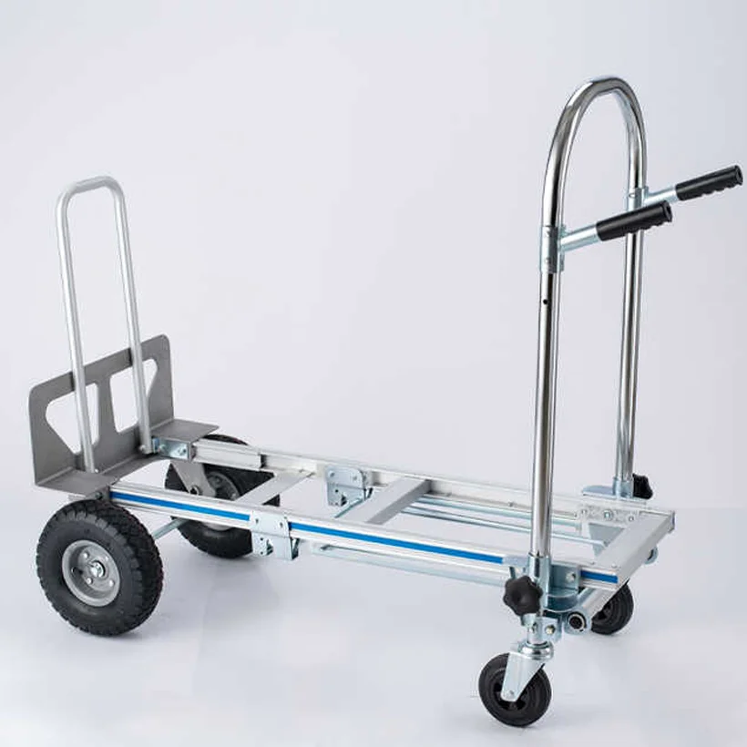 Aluminum alloy trolley Storage type folding cart Aluminum alloy two-in-one cart Four-wheel platform luggage cart Portable