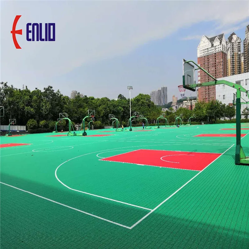 Enlio FIBA Approved Basketball Flooring Wood Interlocking Plastic Flooring Basketball Court Outdoor Plastic Rubber Tiles