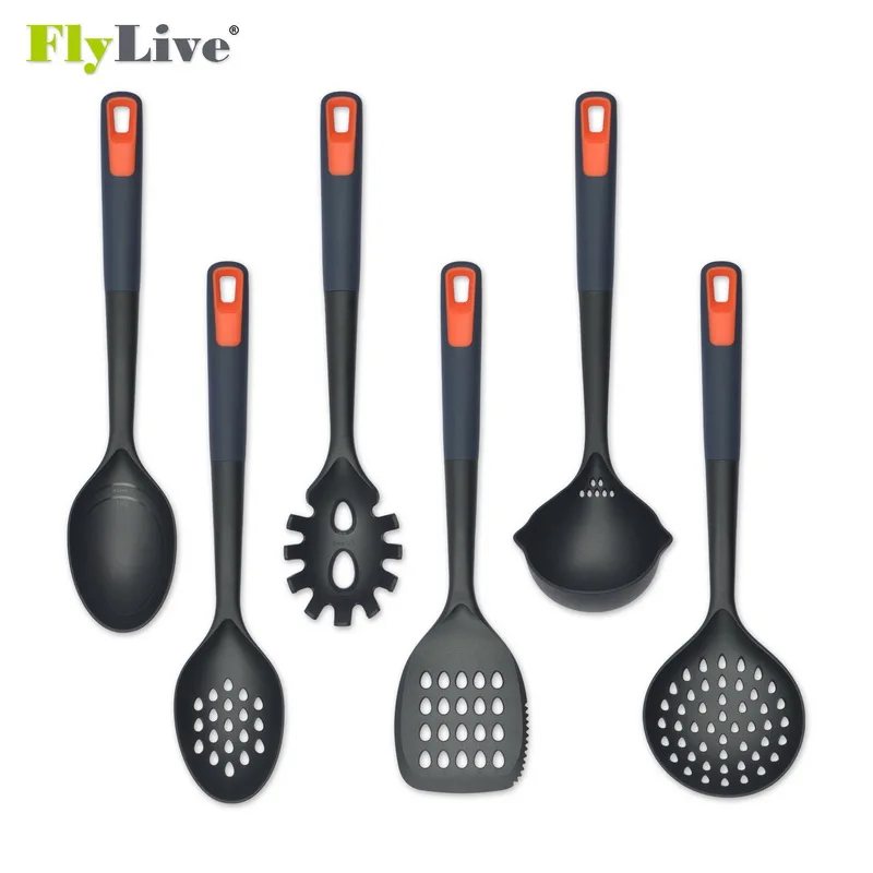 
Hot sell 6 Pieces Set Cooking Tools nylon Kitchen Utensils for plastic handle 