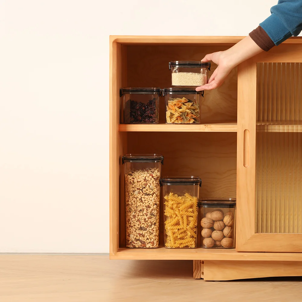 Plastic cereal containers 2 sides locked easy to seal jars for dry food to keep fresh for longer