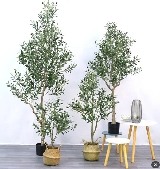 2024 New Hot Selling  Indoor Decoration Artificial   Olive Tree  with Planter Natural Olive Branches and Realistic Leaves