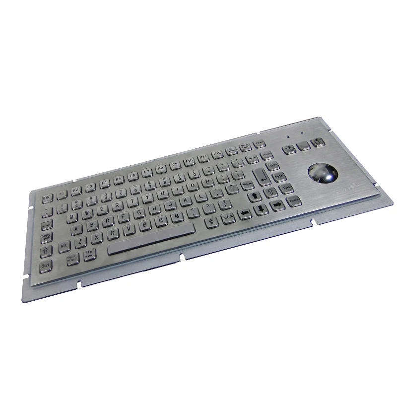 Industrial Keyboard Stainless Steel Metal Keyboard with Trackball Used for Kiosk