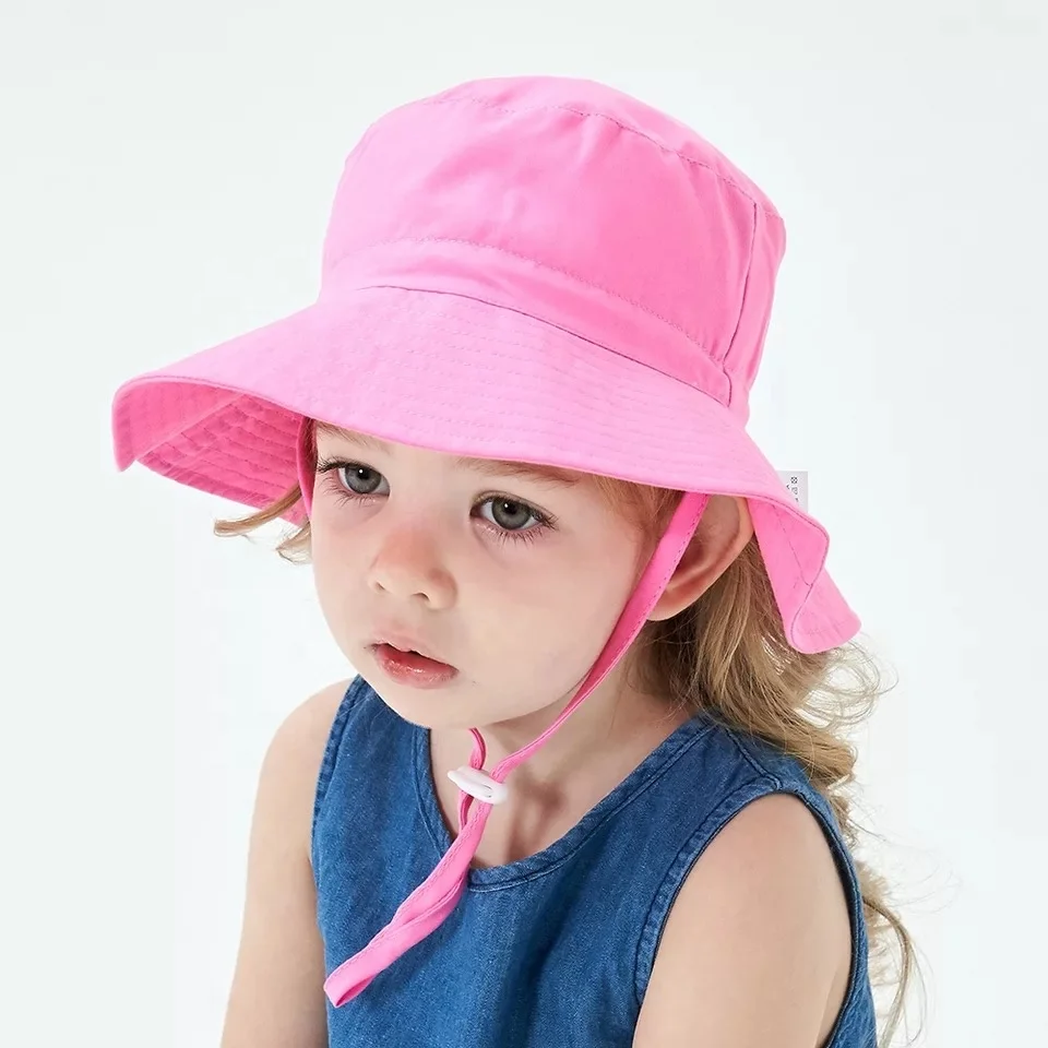 RTS Wholesale custom logo 100% polyester quick drying breathable upf 50+ baby beach sun protection hat