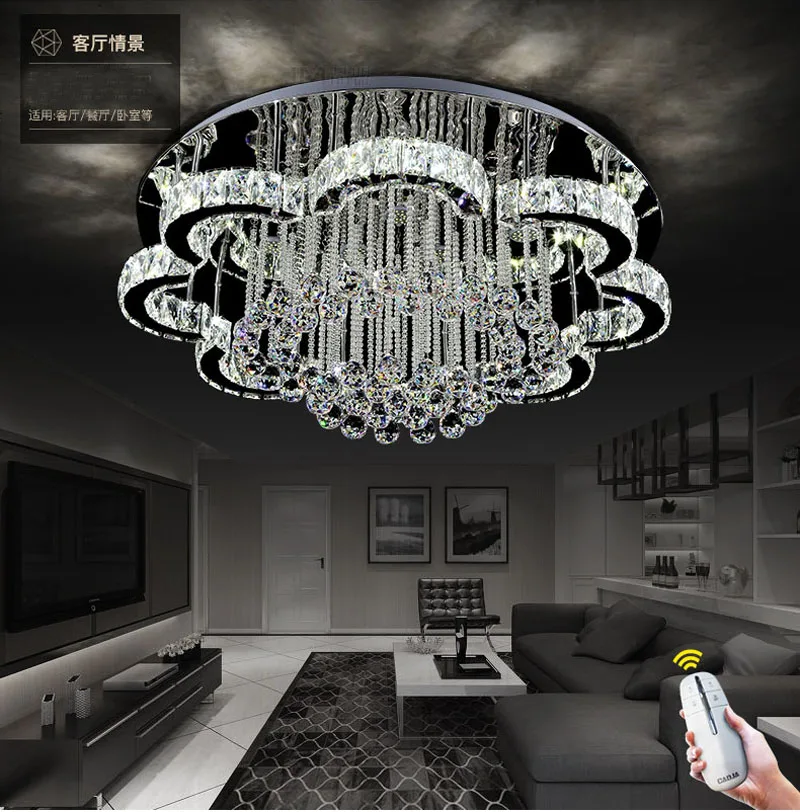 Hot Selling Modern Luxury Rectangle Petal Shape LED Stainless steel Crystal home decoration ceiling light bedroom lights ceiling