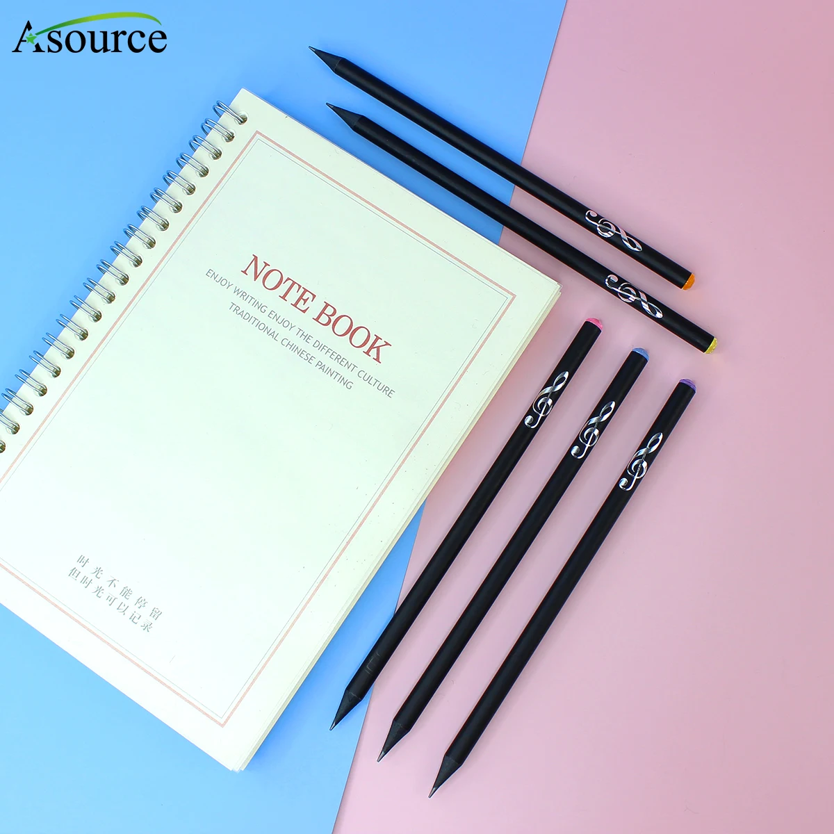 Music Gift Crystal Topper Wood Pencil with Music Note Print