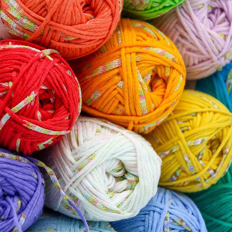ZENGLONG 50g DIY crochet 80% cotton 20% polyester blended belt yarns fabric colorful tape yarn to hand knitting scarf