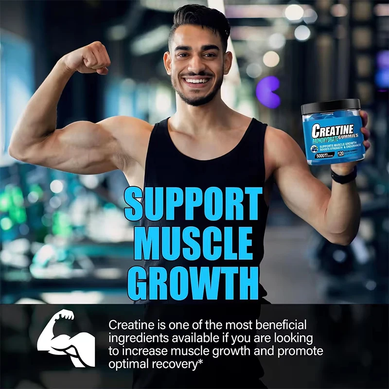 Private Label Pre Workout Supplement Creatine Monohydrate Gummy Infused Creatine Gummies in 120