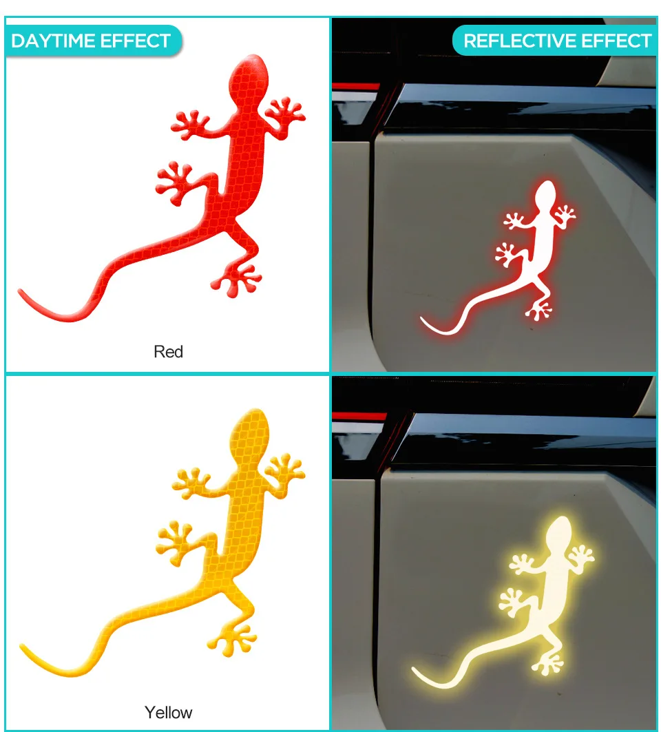 Car Reflective Sticker Safety Warning Mark Cars Auto Exterior Accessories Night Driving Warning Gecko Strip Light Reflector