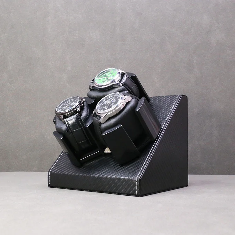 Wholesale Automatic 3-Slot Carbon Fiber PU Leather Watch Winder Case Premium Watch Boxes & Cases