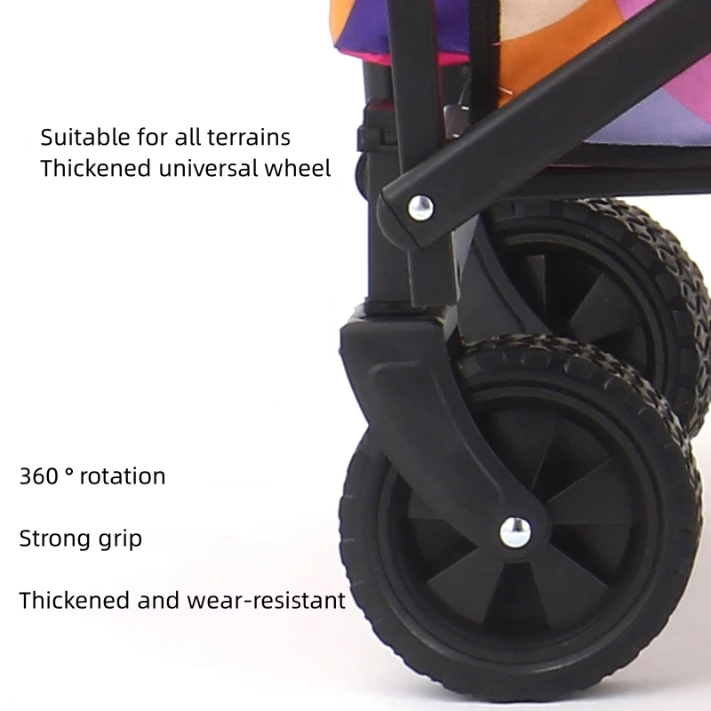 Collapsible Foldable Wagon with 60kgs Weight Capacity Folding Utility Garden Cart with Big All-Terrain Wheels