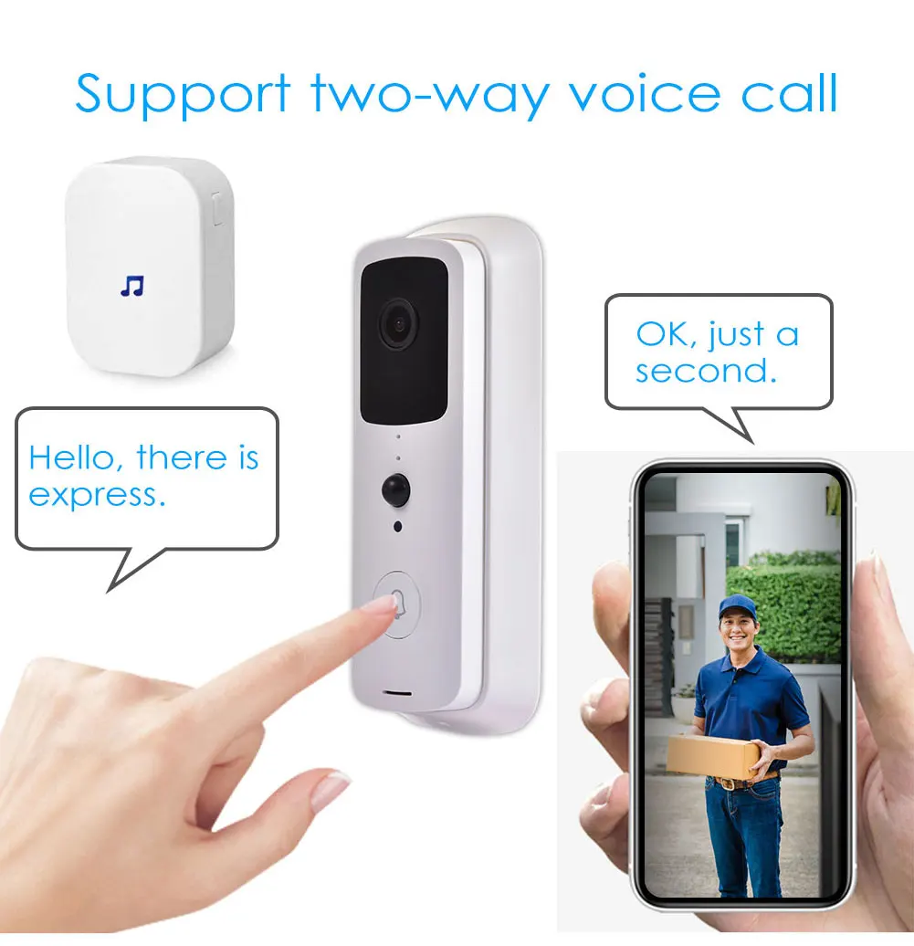  smart wifi hd security two-way talk night vision door bell chime wired ring video