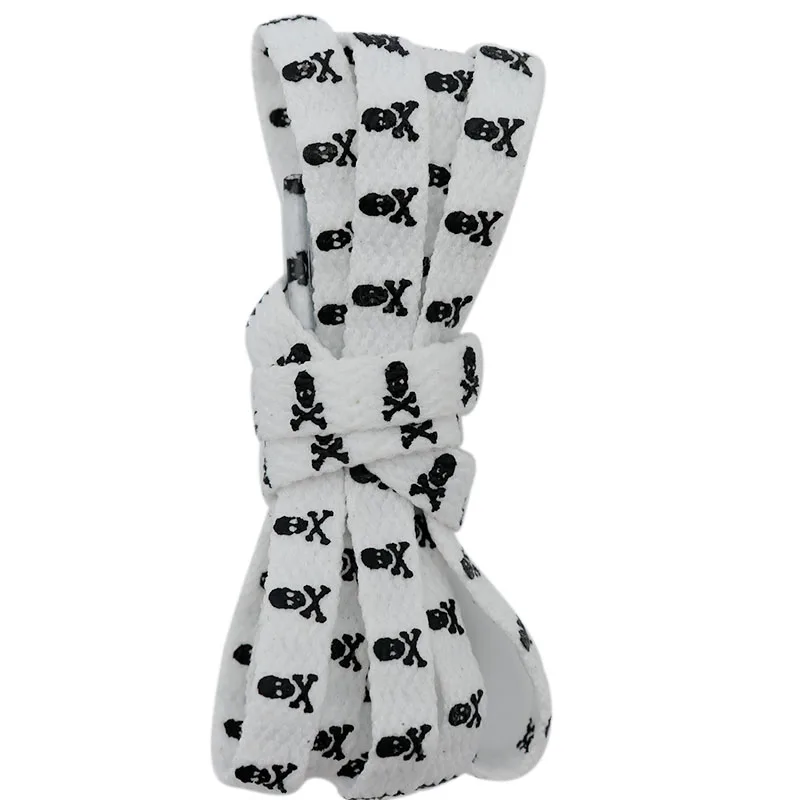 Weiou Manufacturer Shoe Accessorize High Quality Polyester Skull And Crossbones Printed Shoelaces Match jumpmans Shoes