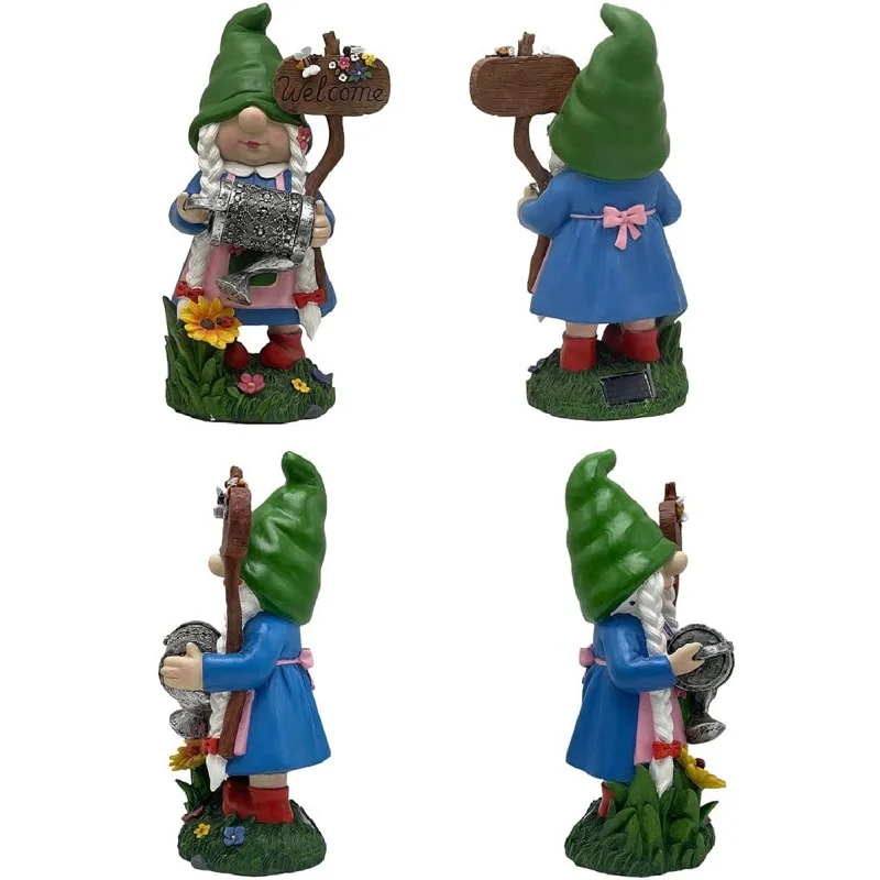 Resin Crafts Garden Sculptures & Statues Solar Female Gnomes Garden Decorations 13 inch Gnomes Garden Gnomes Lady