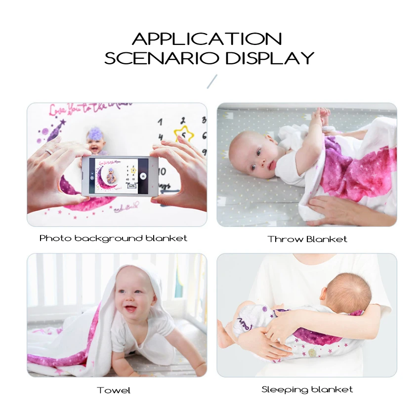Custom Newborn Flannel Polyester Photography Photo Baby Monthly Milestone Blanket Super Soft Milestone Blanket For Baby