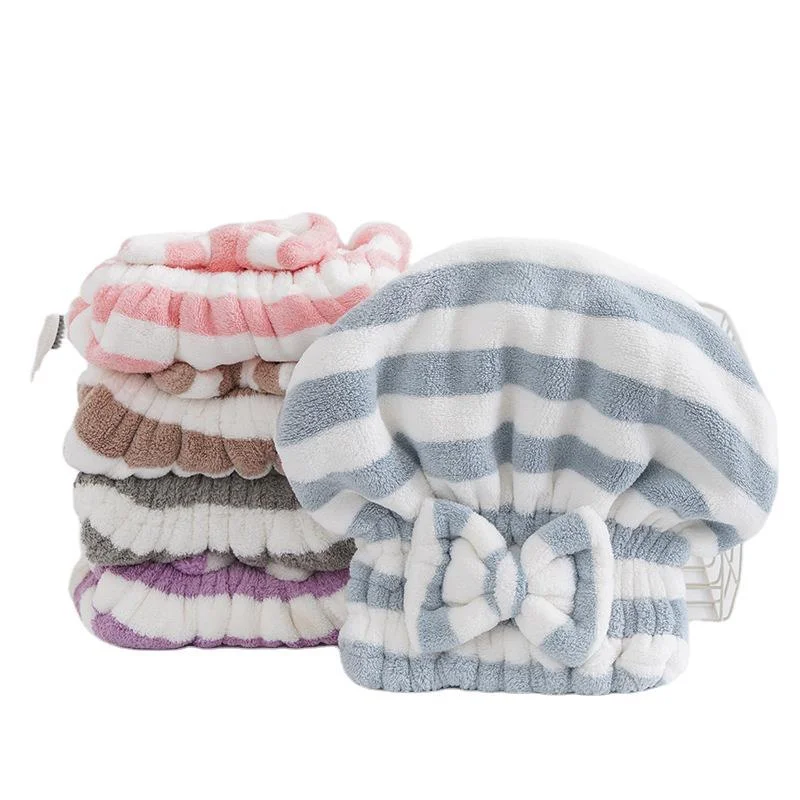 Shower spa head wrap terry dry hair towel thick highly absorbent hair towel wrap turban microfiber hair drying cap