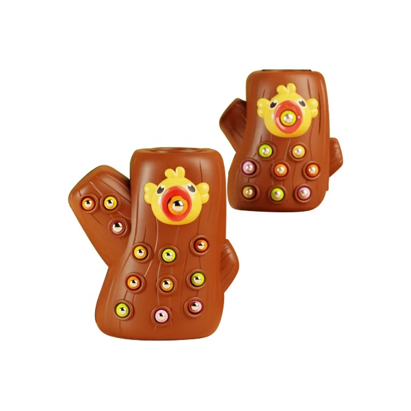 Woodpecker Catch Worms Insects Game Magnetic birds catch insects Educational Toy for Kids Animal Feeding set toy