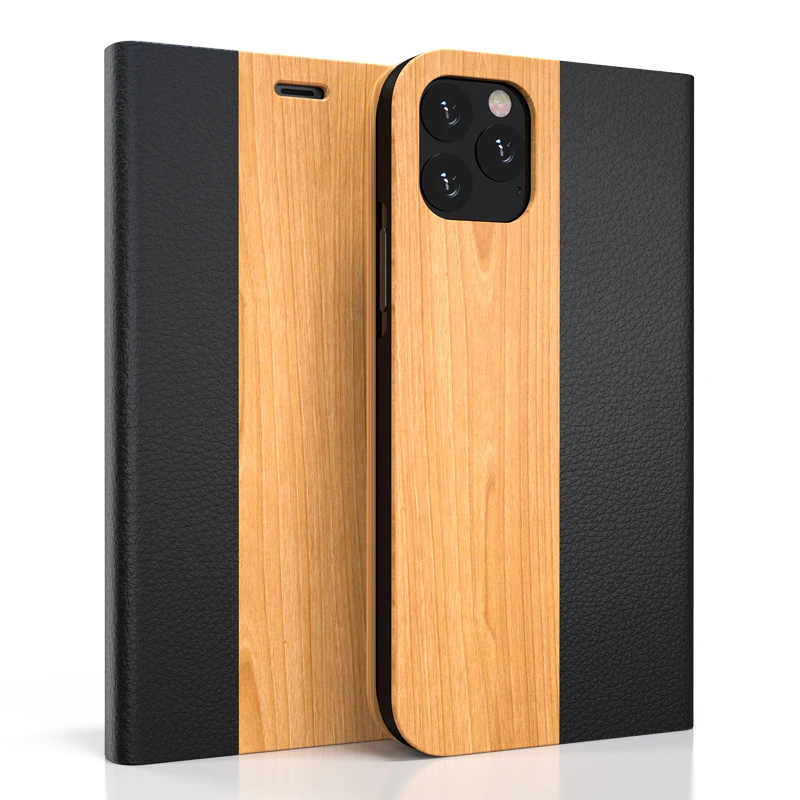 2019 New Arrivals 2 in 1 Wooden Phone Leather Phone Case for Iphone 11