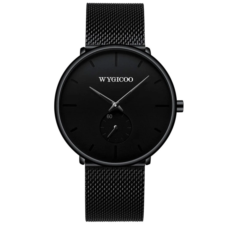 WYGICOO OEM Metal Montre Analogique Reloj Relojes Analogicos Customized Quartz Analog Watch For Men Black