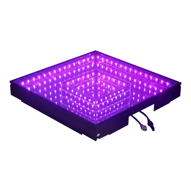 Moka Double Infinity Light Up 3D Mirror Glass Mosaic Portable LED Dance Floor Tiles 6 x 6 Meters