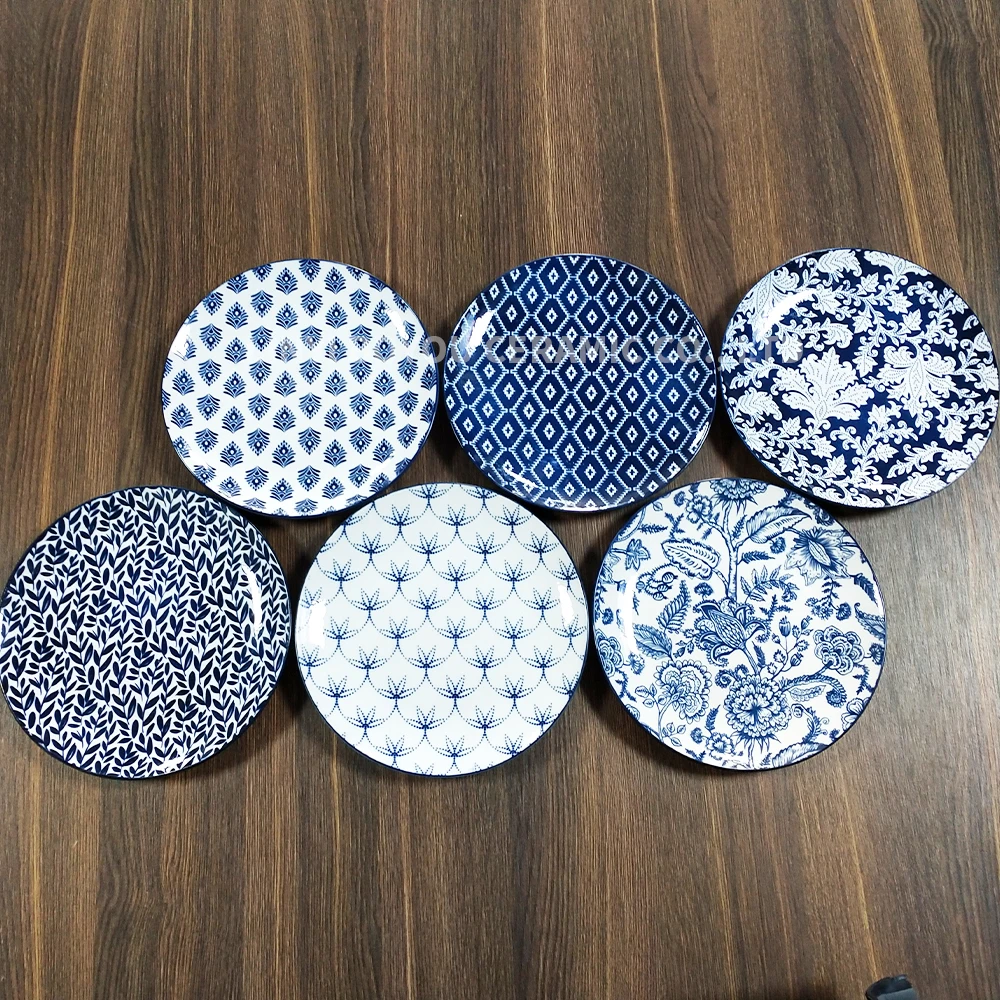 factory supply pad printing dark blue porcelain plates for wholesale and home your logo acceptable popular ceramic dinnerware