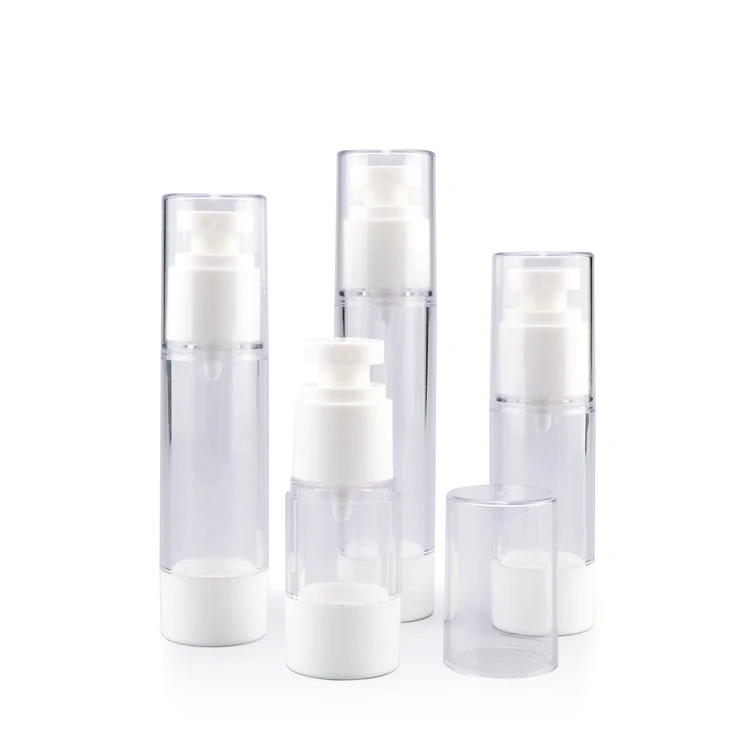 15 ml 30 ml 50 ml vacuum cylinder cosmetic serum packaging makeup plastic airless spray lotion pump bottles with lids