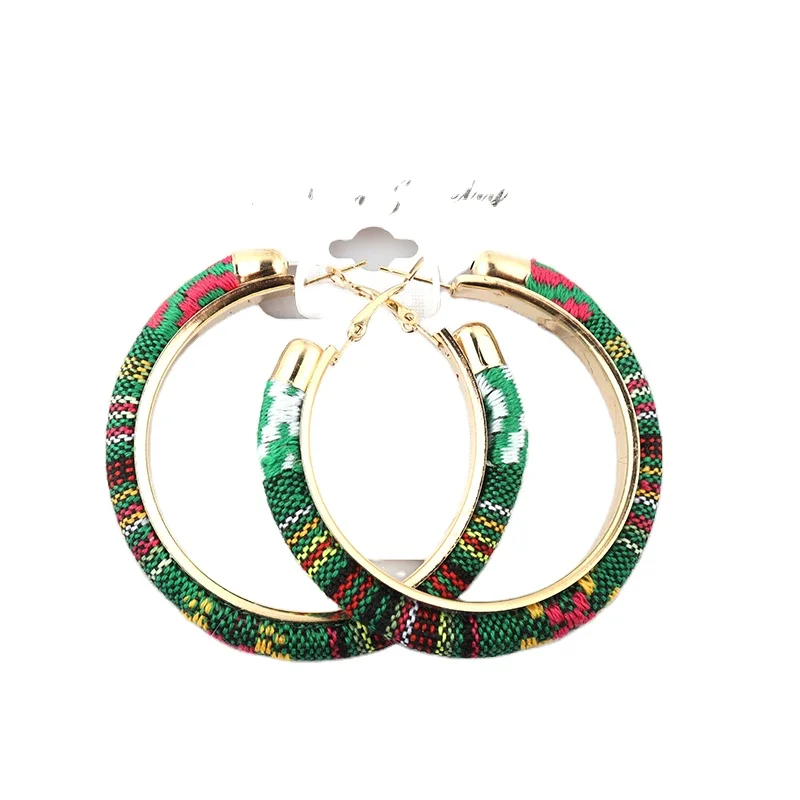 New arrival Women Tribal African Fabric Hoop Earrings