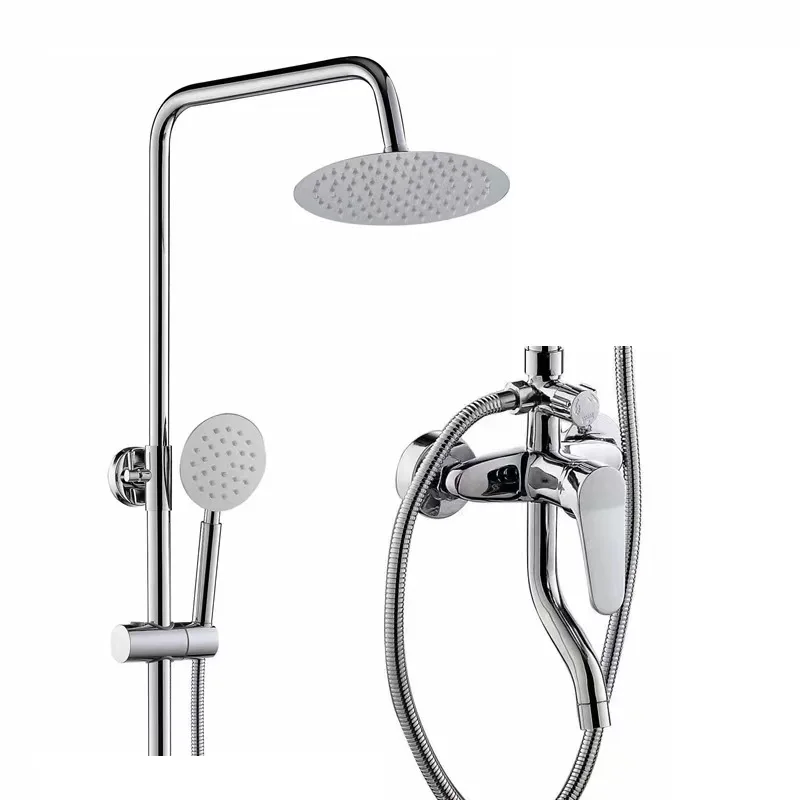 Competitive Price Chrome Brass Bathroom Hot Cold Water Round Shower Head Wall Mounted 3 Functions Shower Set Rain