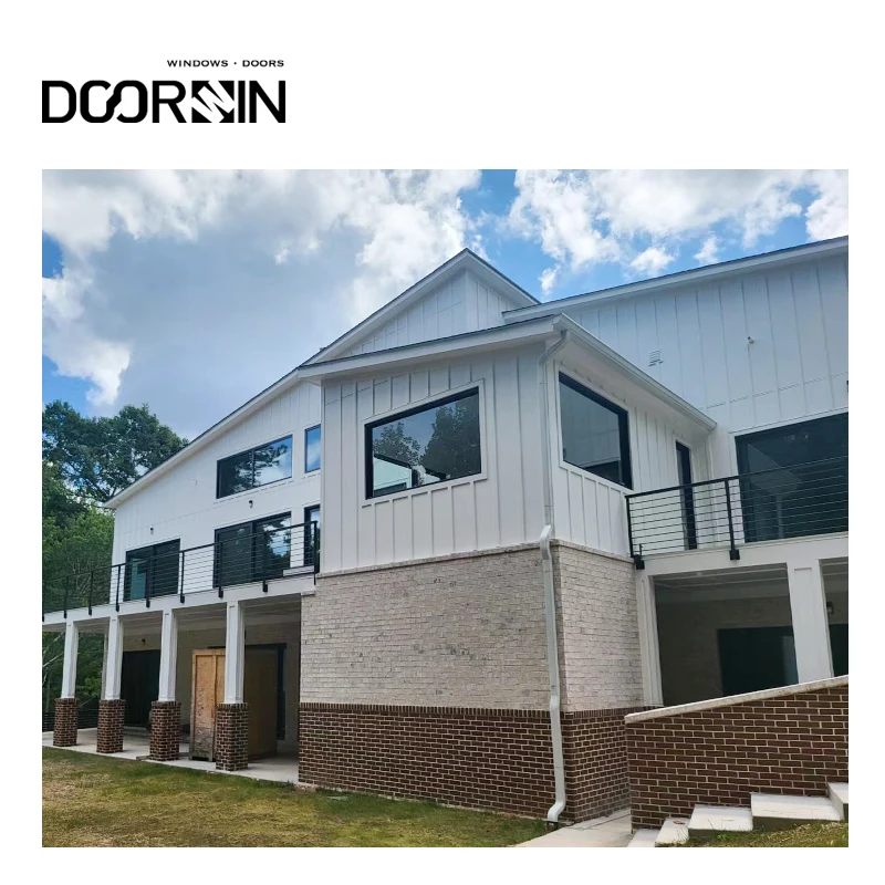 Doorwin Residential Georgia USA Project Modern Main Entry Door Arch Top Grid Wrought Iron Door