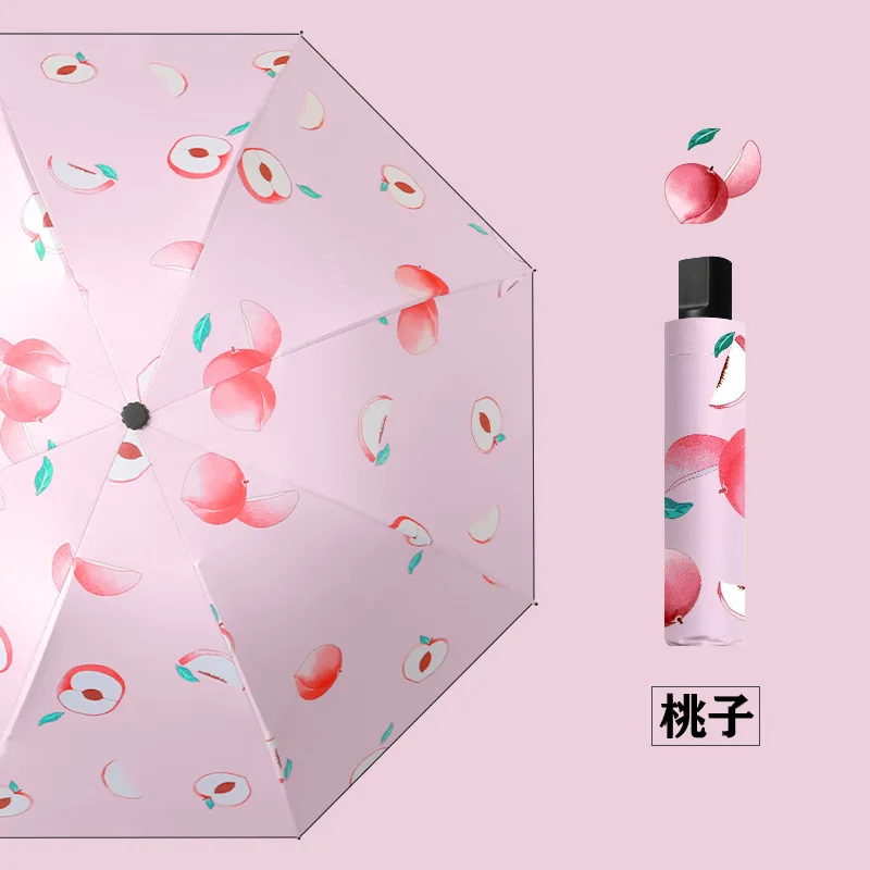 Fruit style umbrella for women both sunny and rainy foldable sunshade umbrella sun protection and UV protection logo umbrella