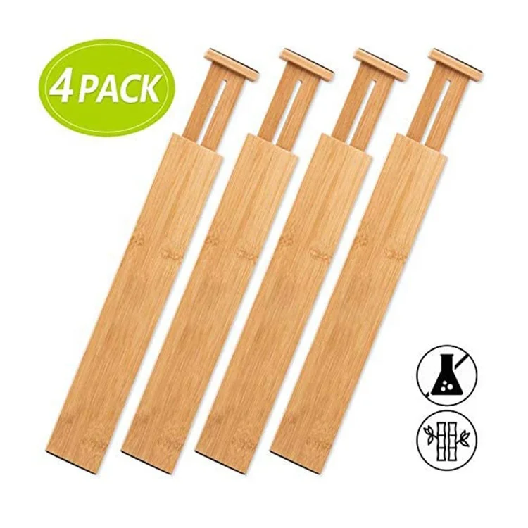 
Kitchen drawer organizer set of 4 multipurpose adjustable bamboo drawer dividers 