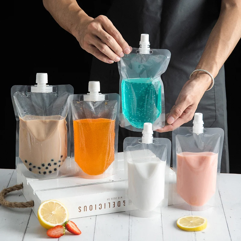500ml juice transparent bag for sauce liquid pouch spout reusable plastic packaging spout pouch 1Pack=100 Pieces