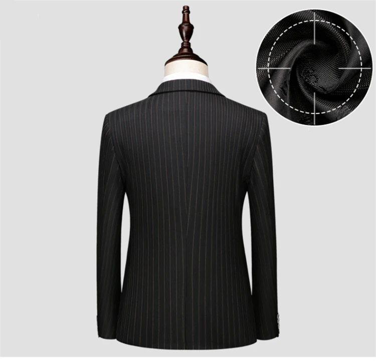 Смокинг для жениха в полоску, Свадебный мужской костюм, 3 предмета, повседневный Блейзер, комплект для мужчин, деловой смокинг + рубашки
