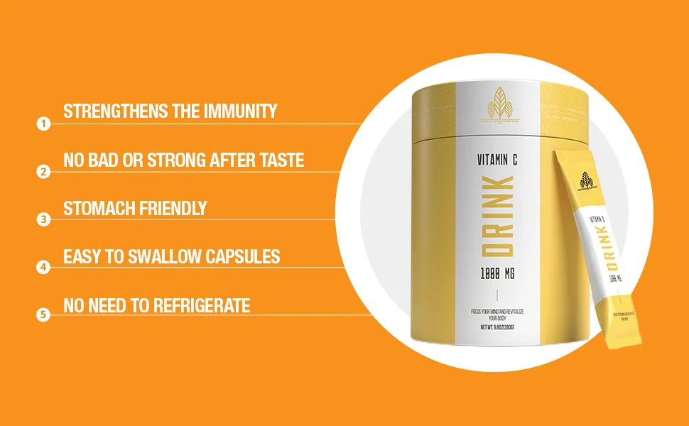 Vitamin C Drink OEM Factory Supply Healthy Supplement for Immune Support & Antioxidant Protection Collagen Booster, Vegan Drink