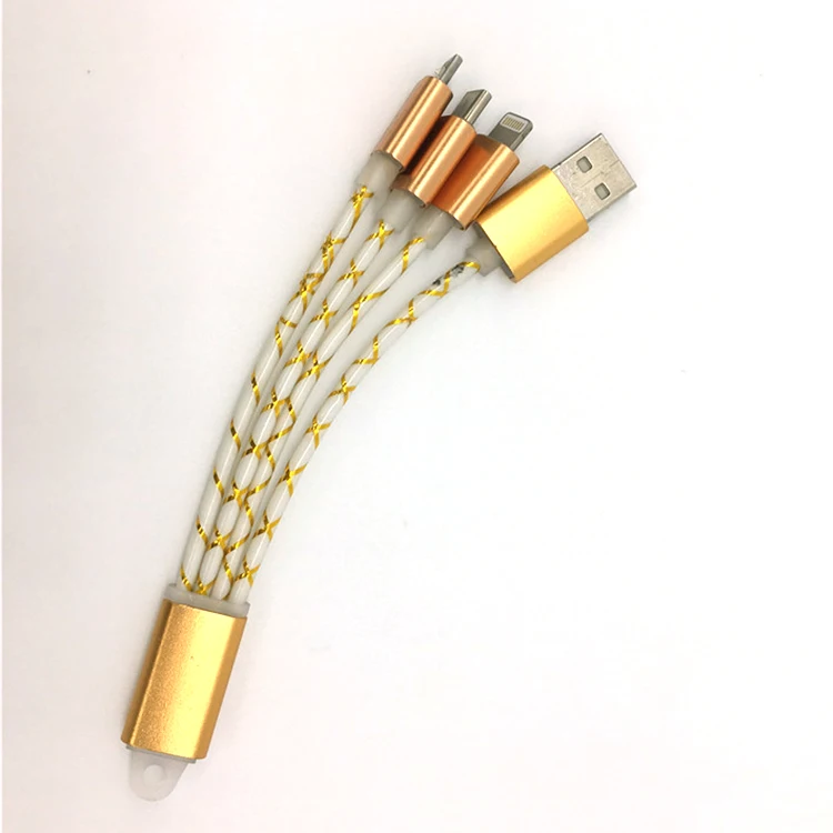  0 2 м перезаряжаемые цветной usb кабель с нейлоновой оплеткой Кабель Micro 8 Pin Type C мульти-функциональный телефон 3 в 1 нейлоновый Дата-кабель для зарядного