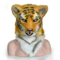 Tiger Head Mask Realistic Animal Halloween Mask for Halloween Cosplay Costume Party