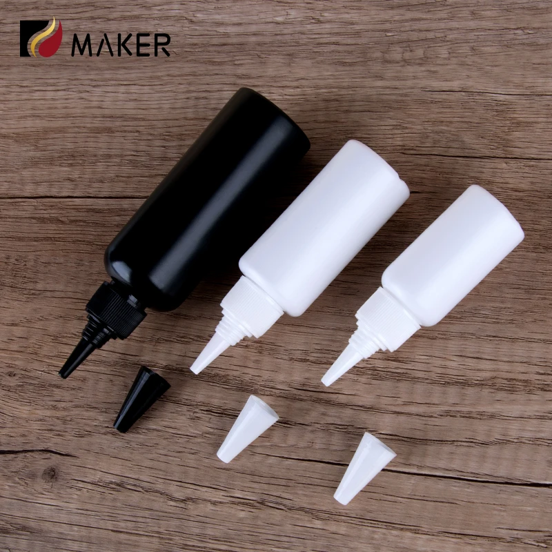 Wholesale black needle tip plastic AB PE glue UV drop glue light resistant nail polish glue cosmetic packaging squeeze bottle