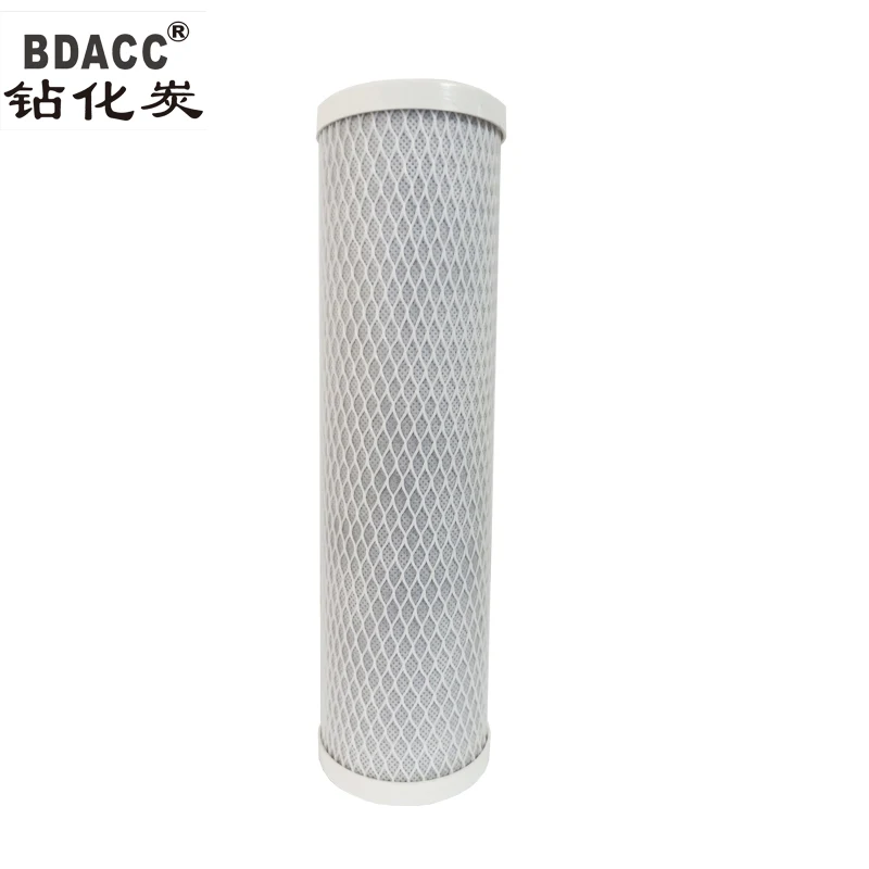 Easy-to-change high capacity coconut shell based water filter replacement for pre filtration for Reverse osmosis systems