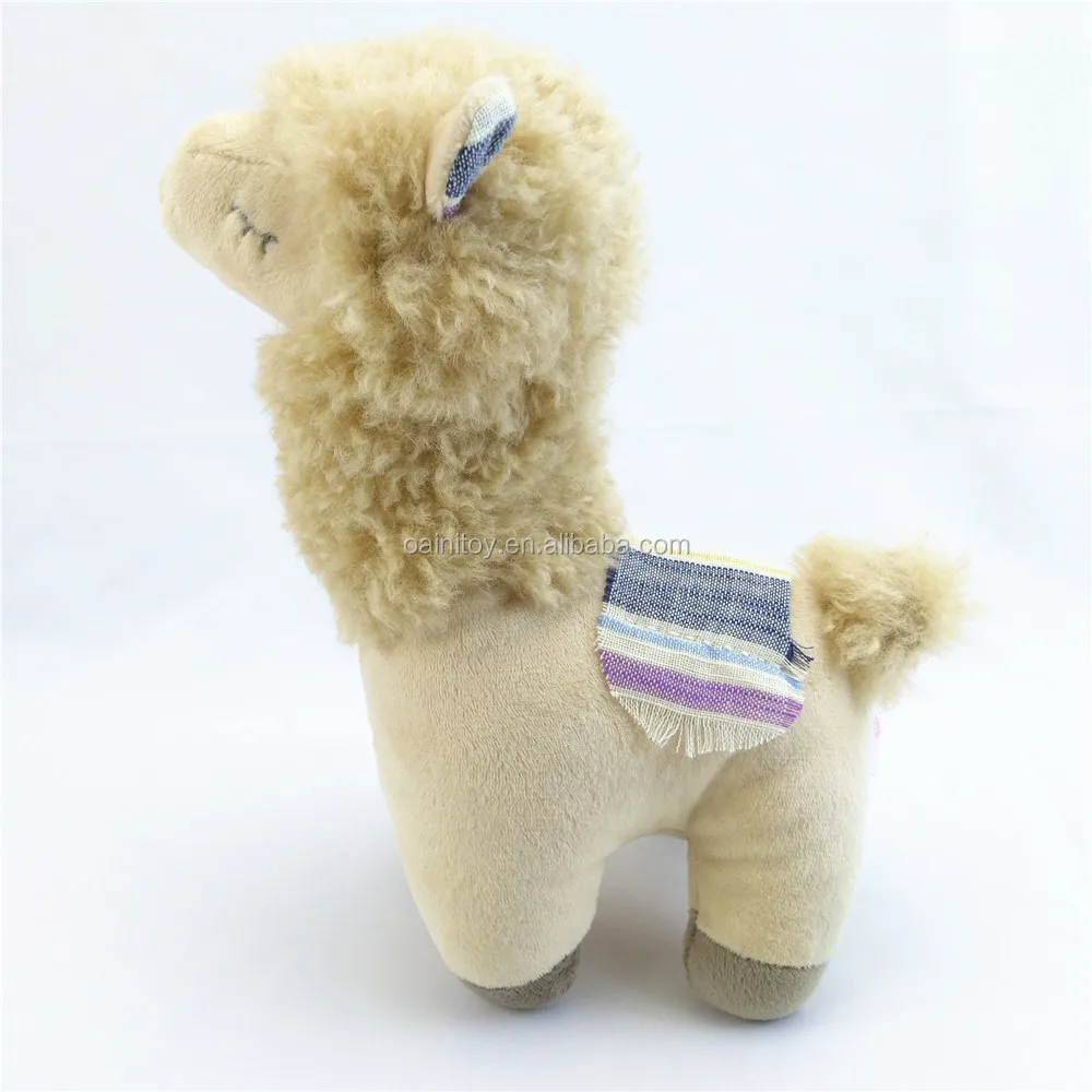 Custom Design Various Plush Toy 2021 Popular Hot Sale Stuffed Animal Doll Sleepy Embroidery Eyes Khaki Cashmere Soft Alpaca Toy