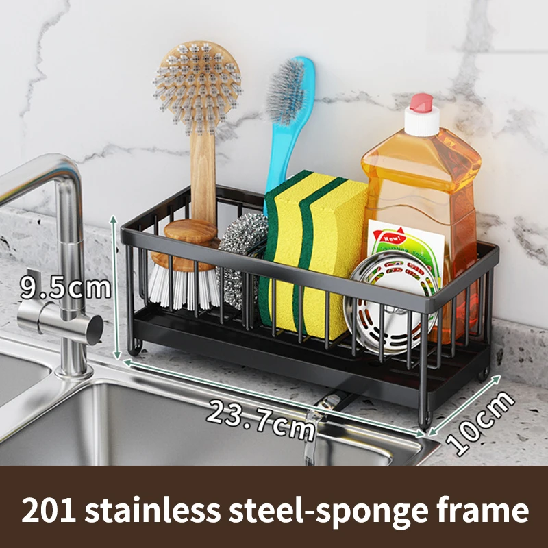 ZX kitchen telescopic sink shelf 304 stainless steel drain rack holder sponge soap rag  storage holders