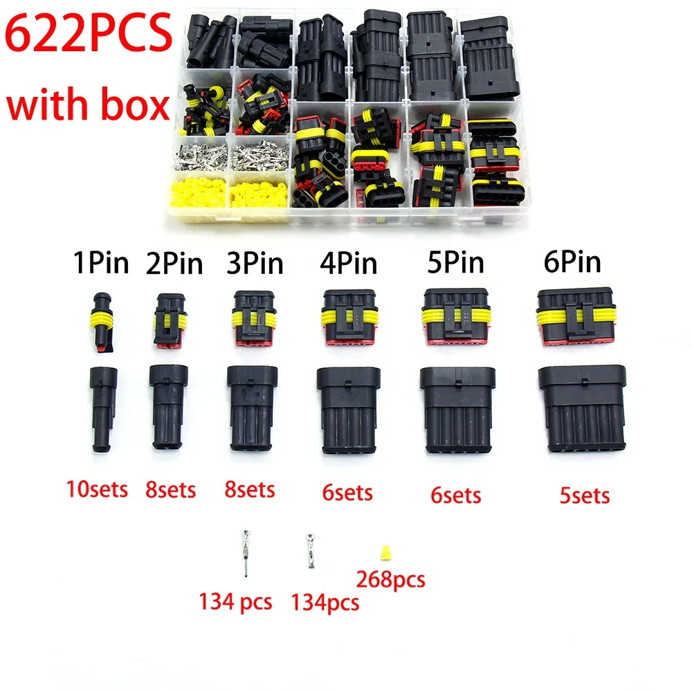 Electrical Waterproof Amp Super Seal Automotive male  female connectors 622pcs Box set 282104-1 282080-1