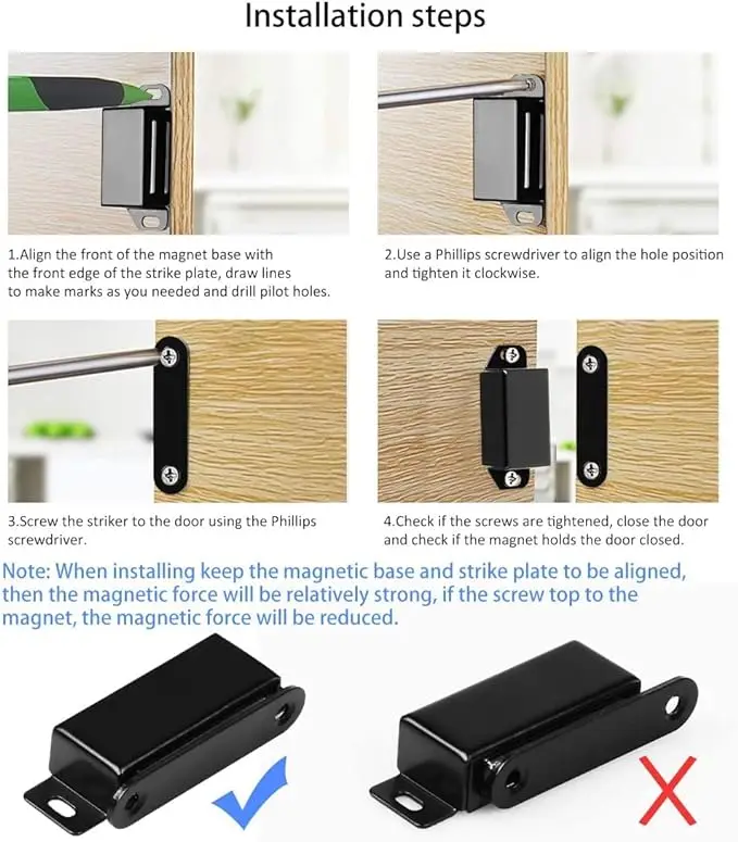 Magnetic Door Catch 20KG Pull Strong Magnet Cabinet Latches,Magnetic Hardware Stainless Steel Chrome Door Closer
