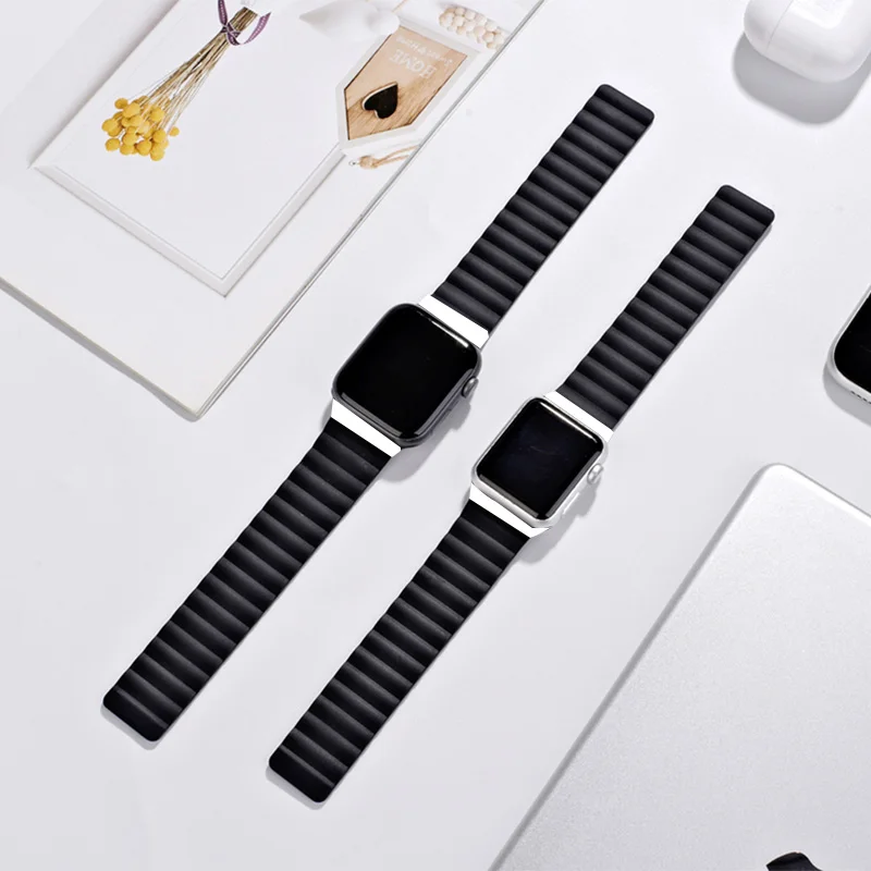  Ремешок для Apple Watch силиконовый сменный магнитный ремешок регулируемая резиновая Магнитная застежка iwatch series